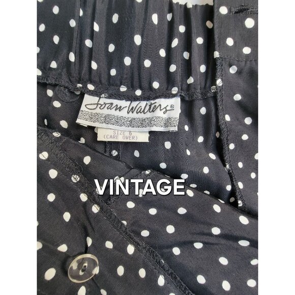 Vintage Joan Walters Women Black Polka Dot High Waist Pleated Dress Pants Size 6 - Picture 3 of 11